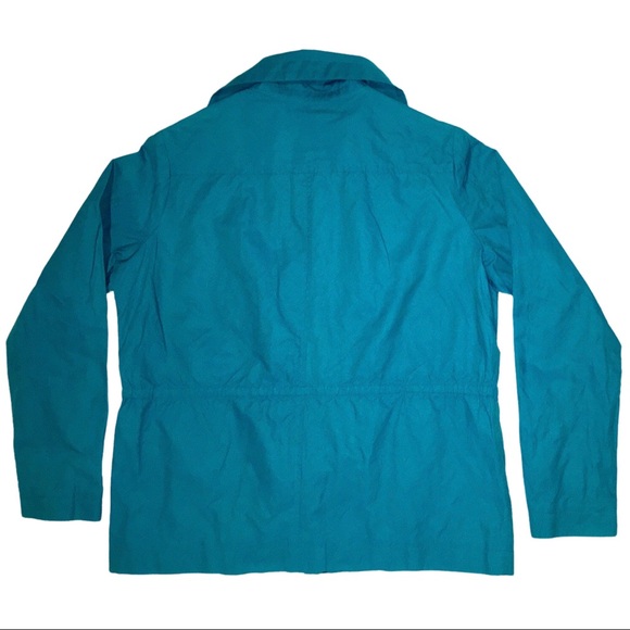 Turquoise Lightweight Jacket, Teal Raincoat, Spring Blue, Kenneth Cole, Medium - Picture 11 of 16